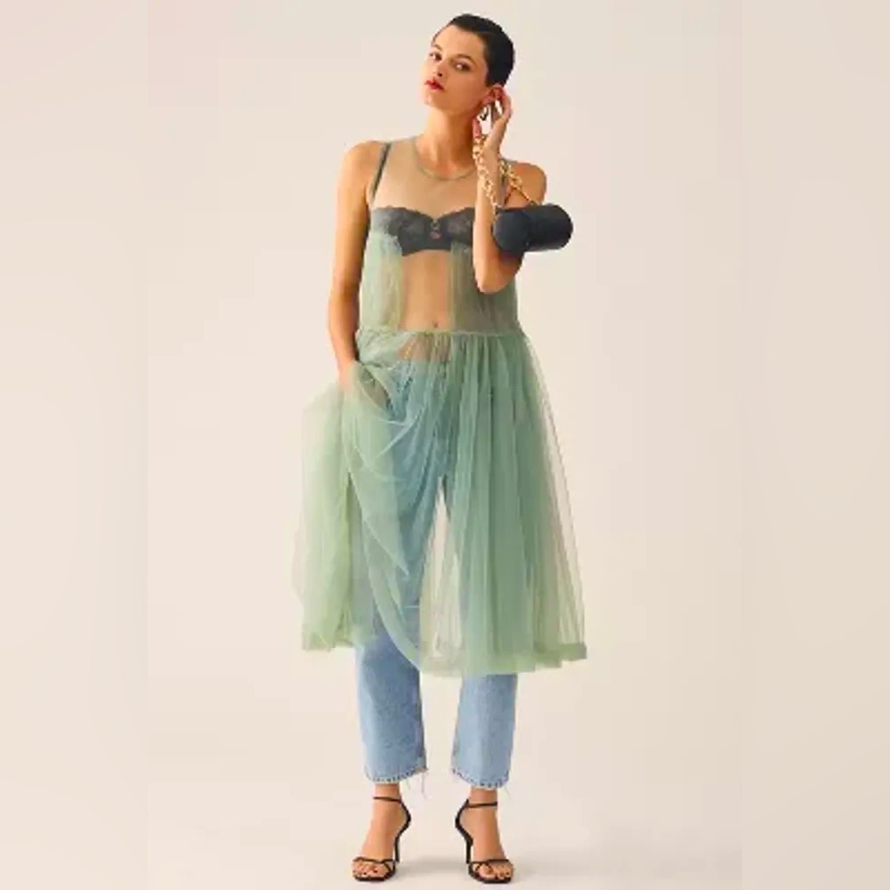 Maeve Sleeveless Sheer Tulle Overlay Duster OS SOLD OUT!